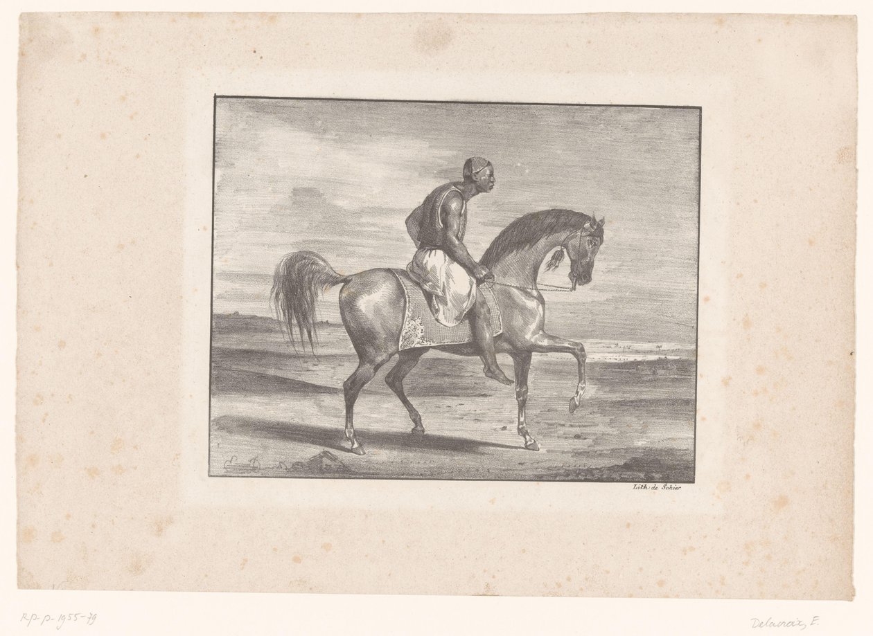 Hombre a caballo en el desierto de Eugène Delacroix
