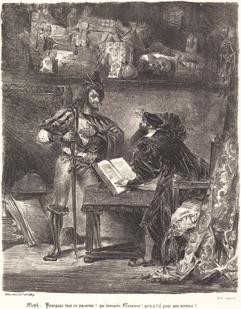 Mefistófeles aparece a Fausto de Eugène Delacroix