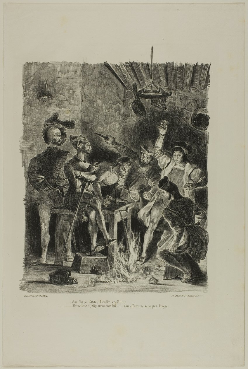 Mefistófeles en la posada de los estudiantes, de Fausto de Eugène Delacroix