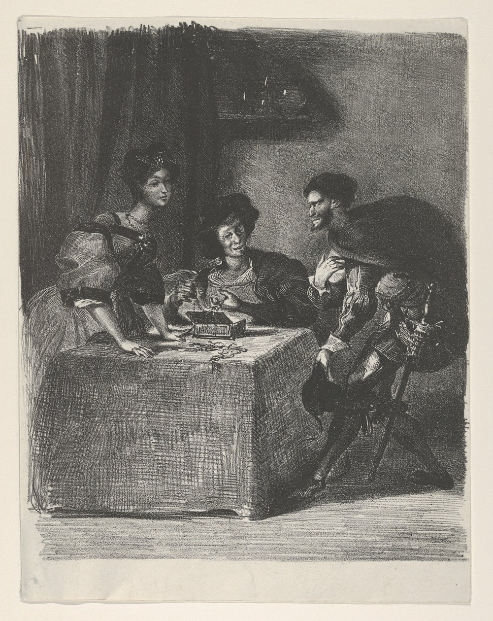 Mefistófeles se presenta a Martha Goethe, Fausto de Eugène Delacroix