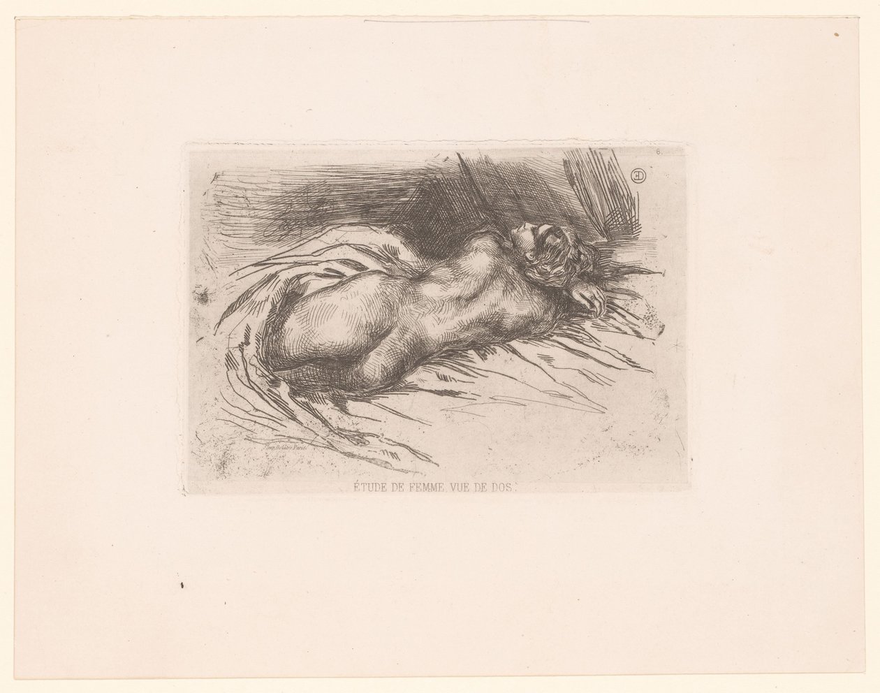 mujer desnuda vista de espaldas Étude de femme, vue de dos (título sobre objeto) de Eugène Delacroix