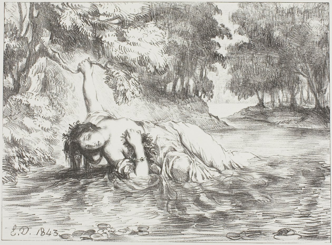 La muerte de Ofelia de Eugène Delacroix