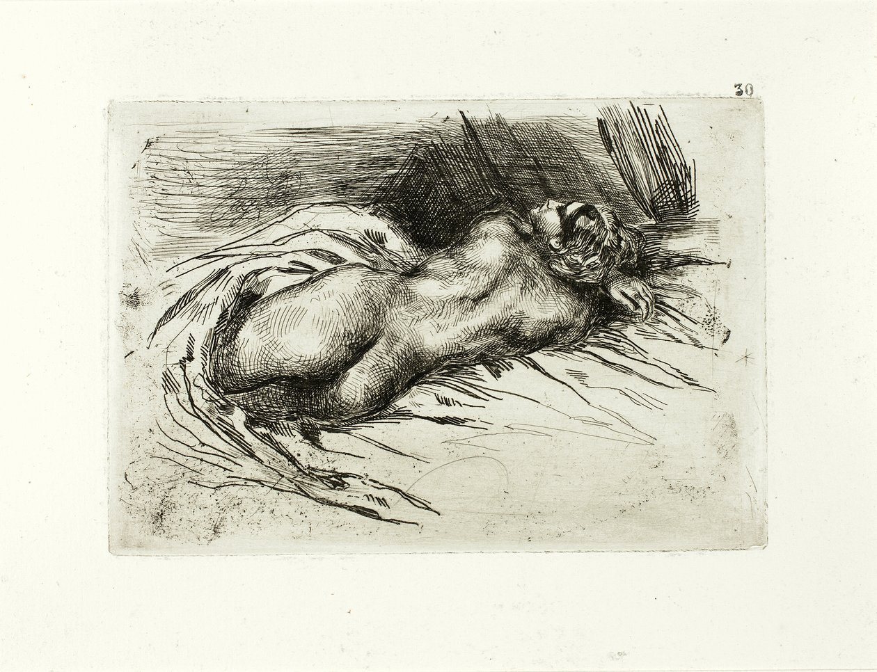 Desnudo reclinado, vista trasera de Eugène Delacroix