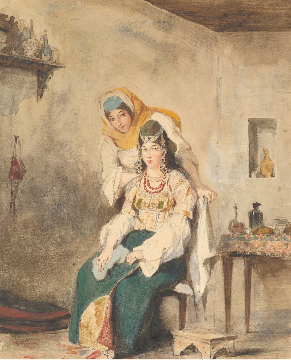 Saada, la esposa de Abraham Ben-Chimol, y Préciada, una de sus hijas, 1832 de Eugène Delacroix