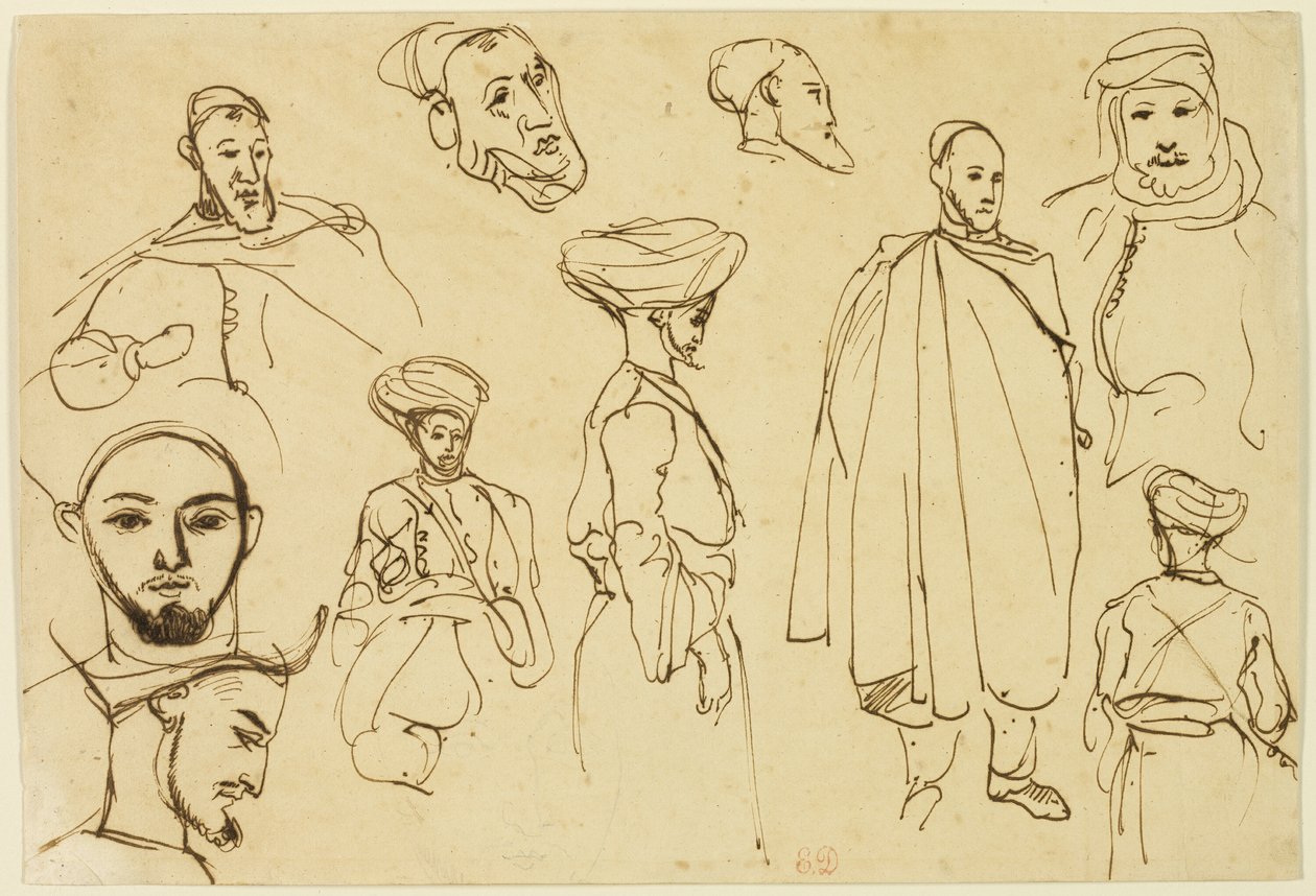 Bocetos de hombres argelinos de Eugène Delacroix