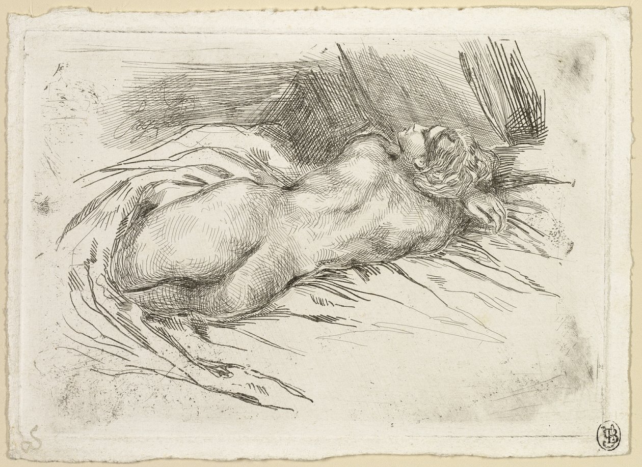 Estudio de una mujer vista desde atrás de Eugène Delacroix