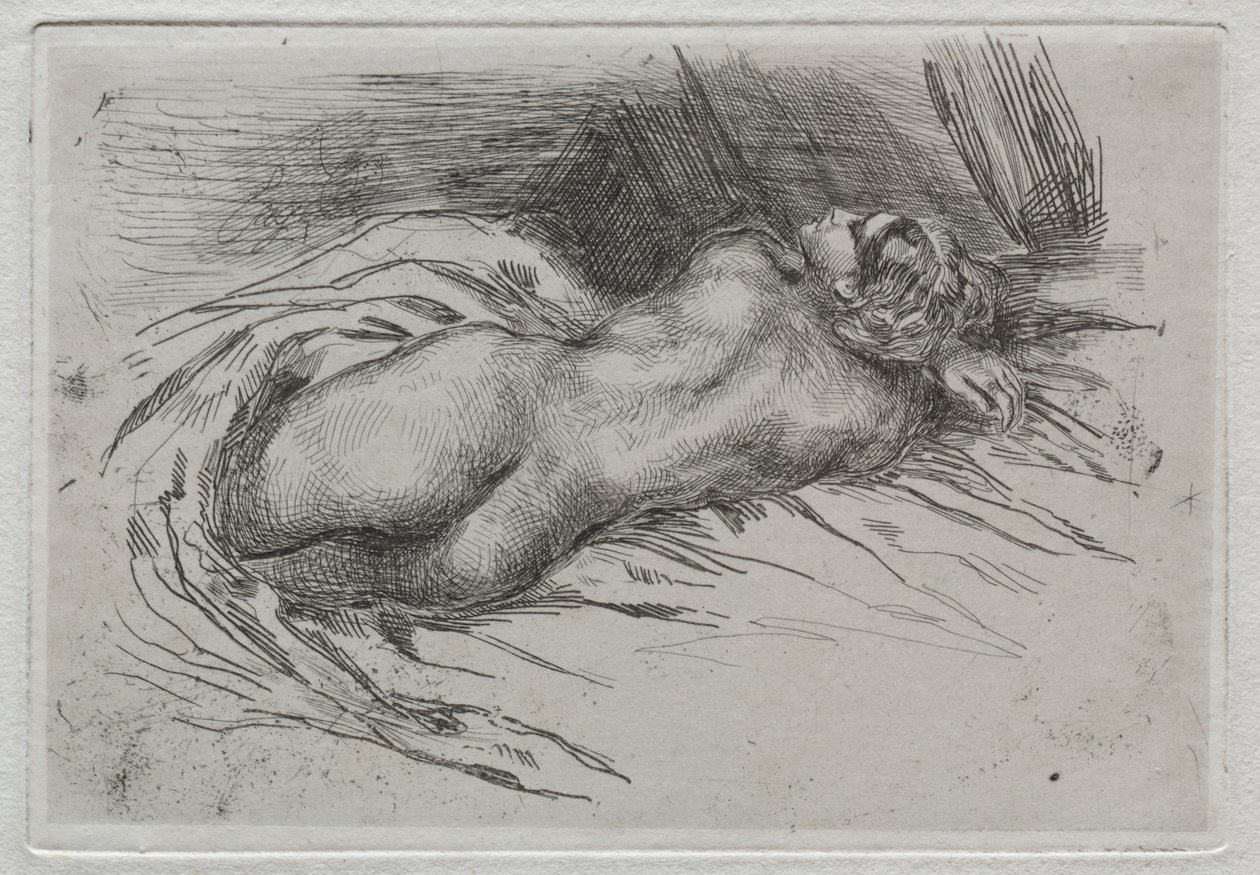 Study of a Woman Seen from the Back de Eugène Delacroix
