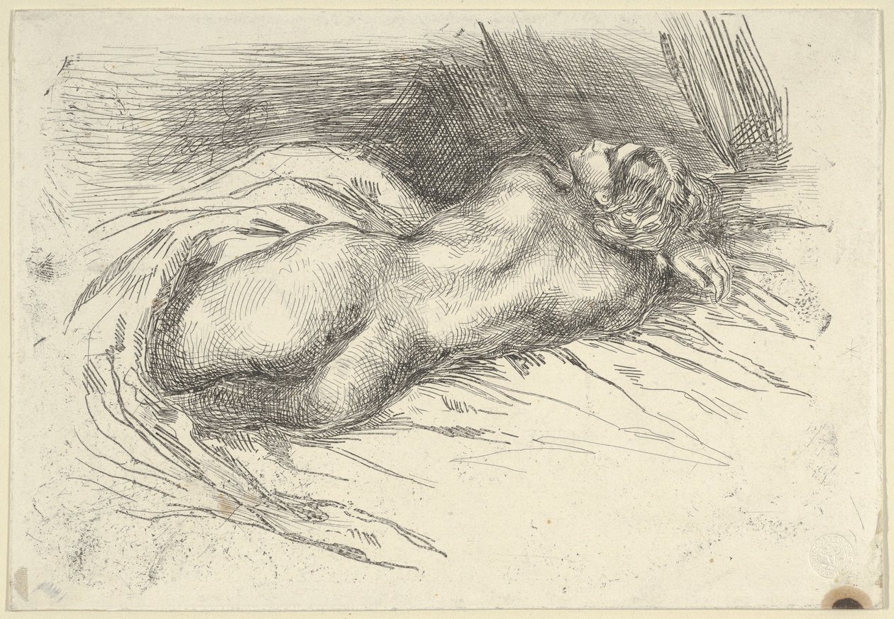 Estudio de una mujer vista desde atrás, 1833 de Eugène Delacroix