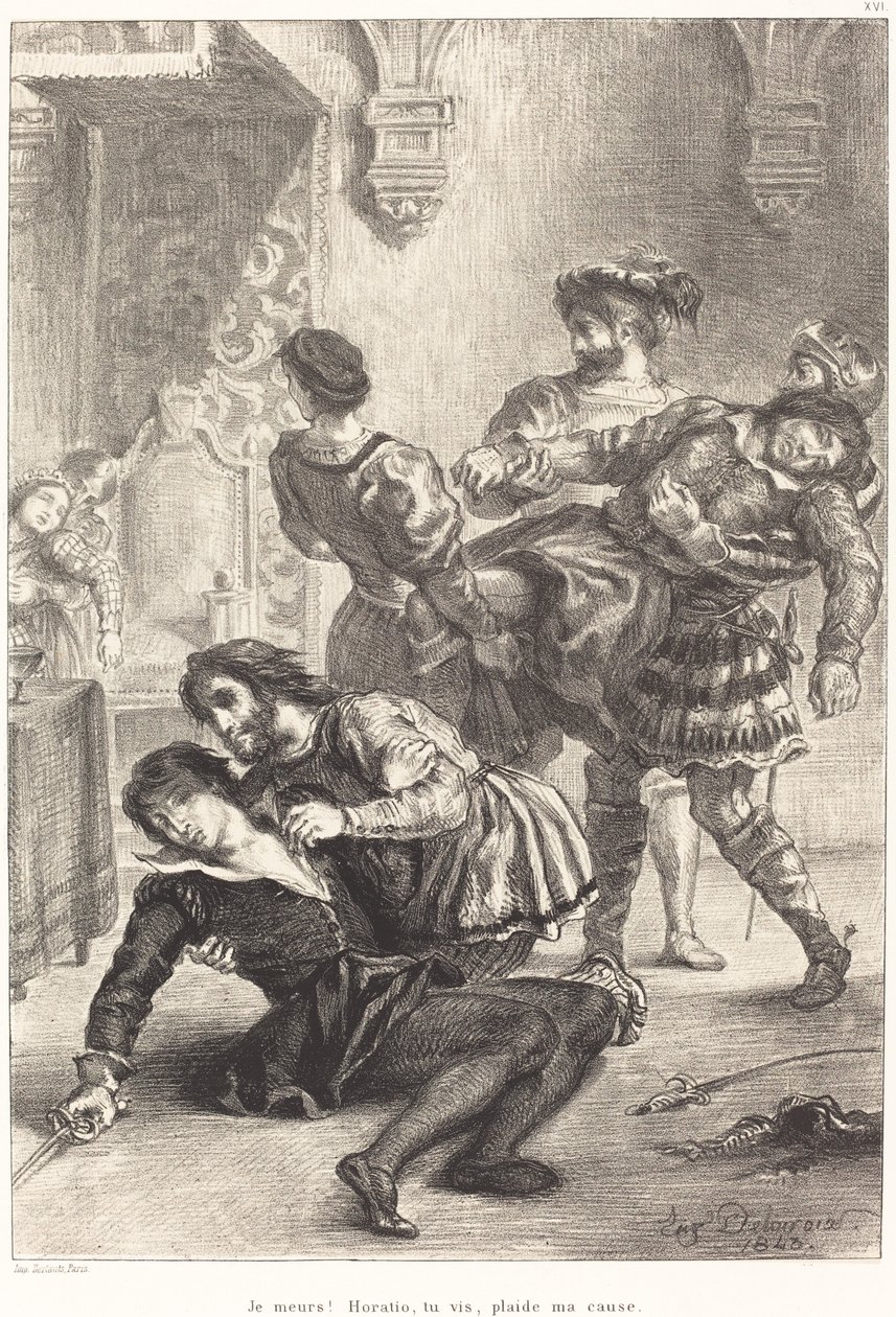 La muerte de Hamlet (Acto V, Escena II) de Eugène Delacroix
