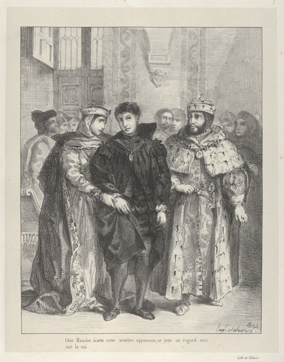 La reina intenta consolar a Hamlet de Eugène Delacroix