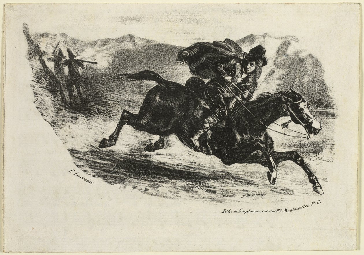 La huida del contrabandista de Eugène Delacroix