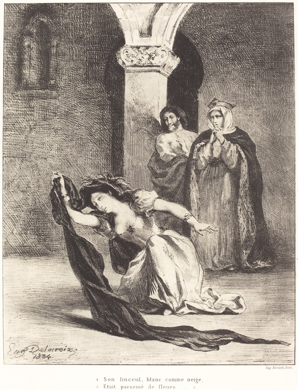 La canción de Ofelia Acto IV, Escena V, 1834 de Eugène Delacroix