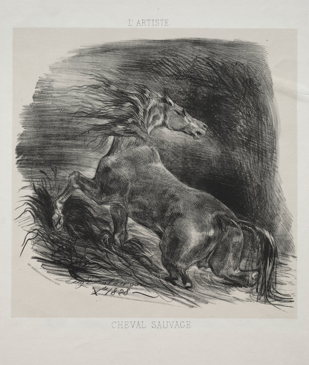 The Wild Horse, or Frightened Horse Leaving the Water de Eugène Delacroix