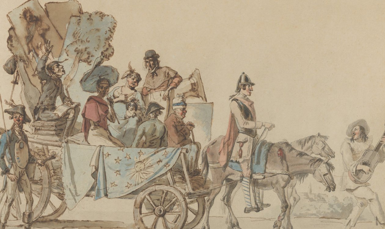 Troupe Teatral en el Camino, 1818 de Eugène Delacroix
