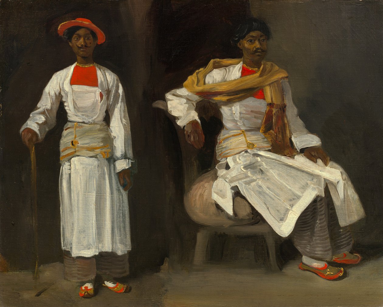 Dos estudios de un indio de Calcuta, sentado y de pie, c. 1823-1824 de Eugène Delacroix
