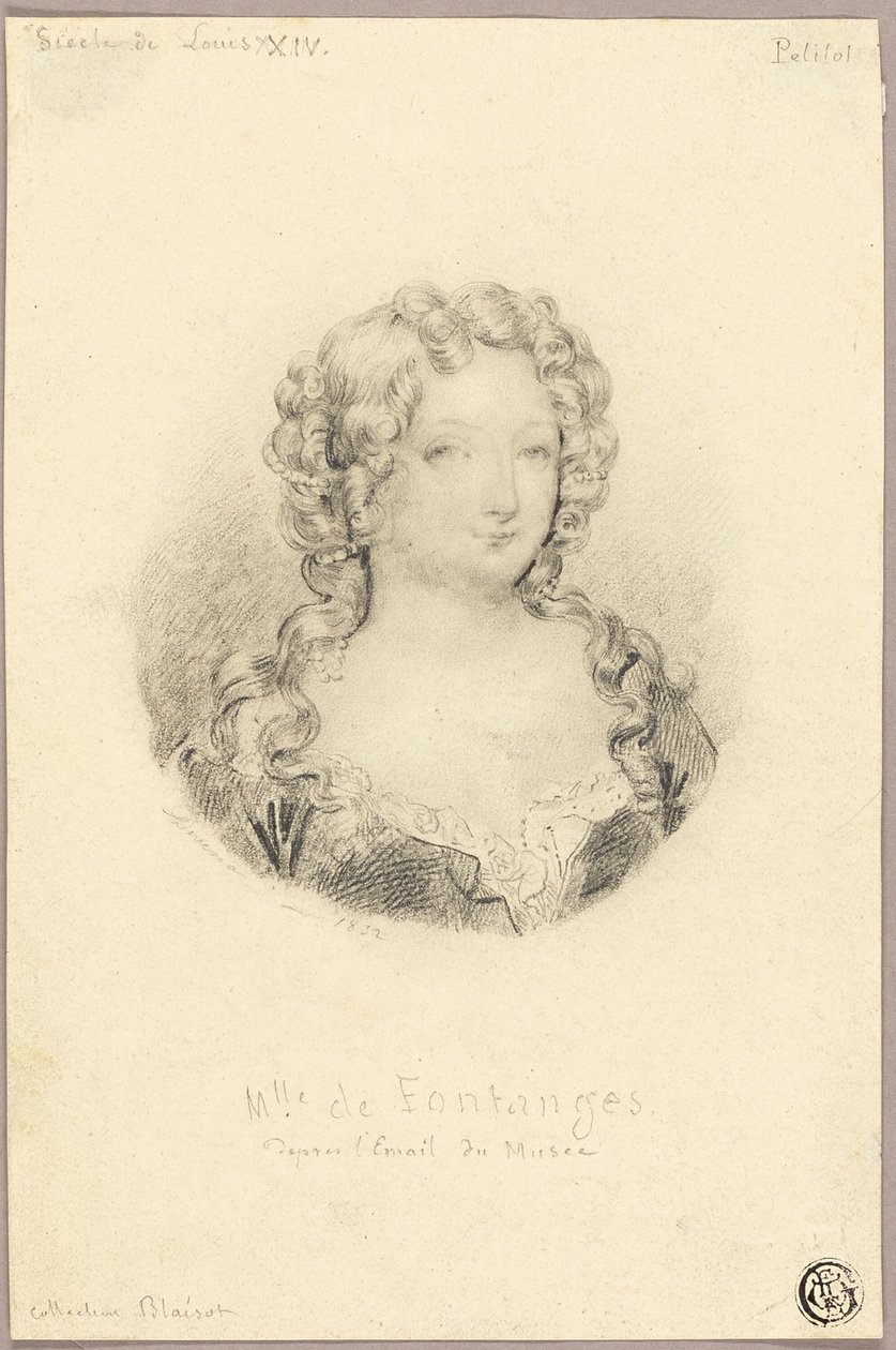 Retrato en Medallón de Mlle de Fontanges de Eugène François Marie Joseph Devéria