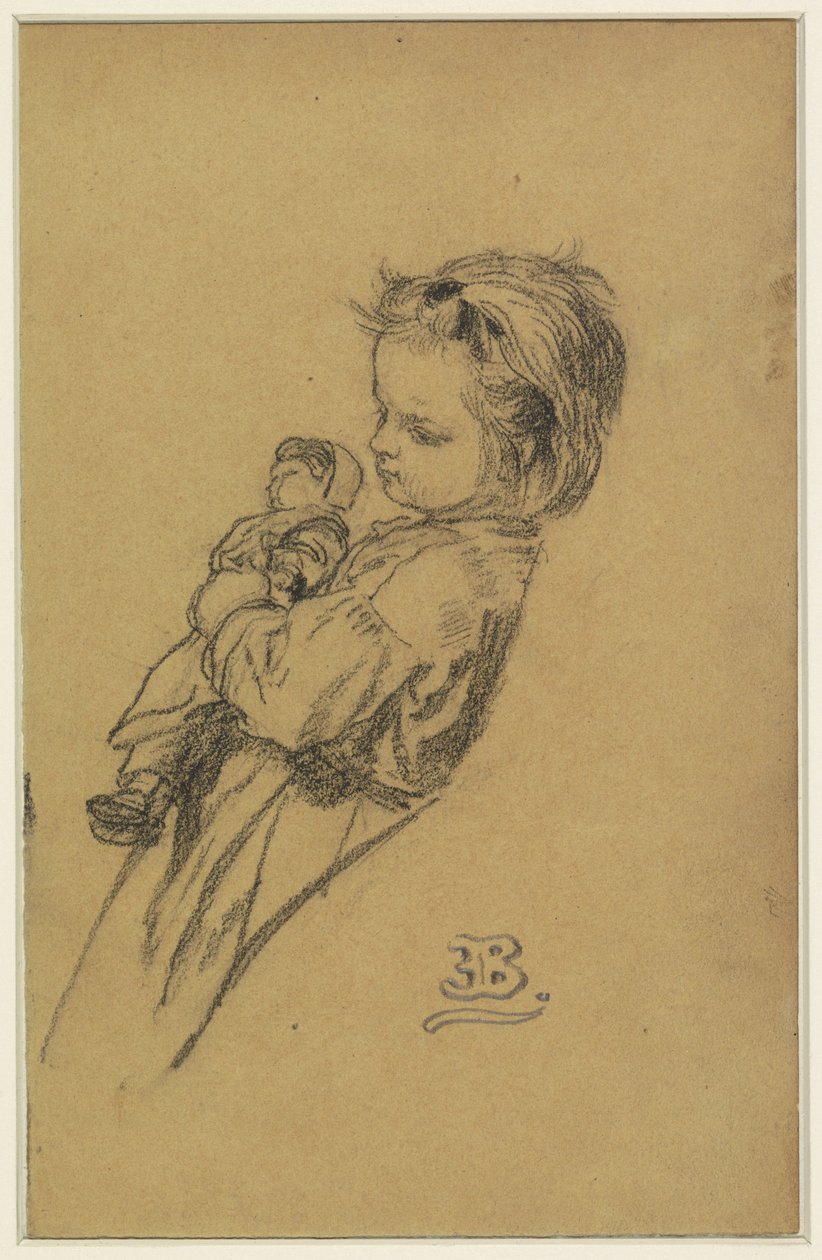 Retrato de Stéphania Maria Anna Isabella de Block-Loor, de pie con una muñeca de Eugène François de Block