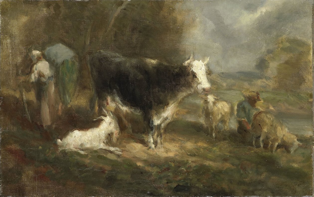 Corral con ganado de Eugène Fromentin Dupeux