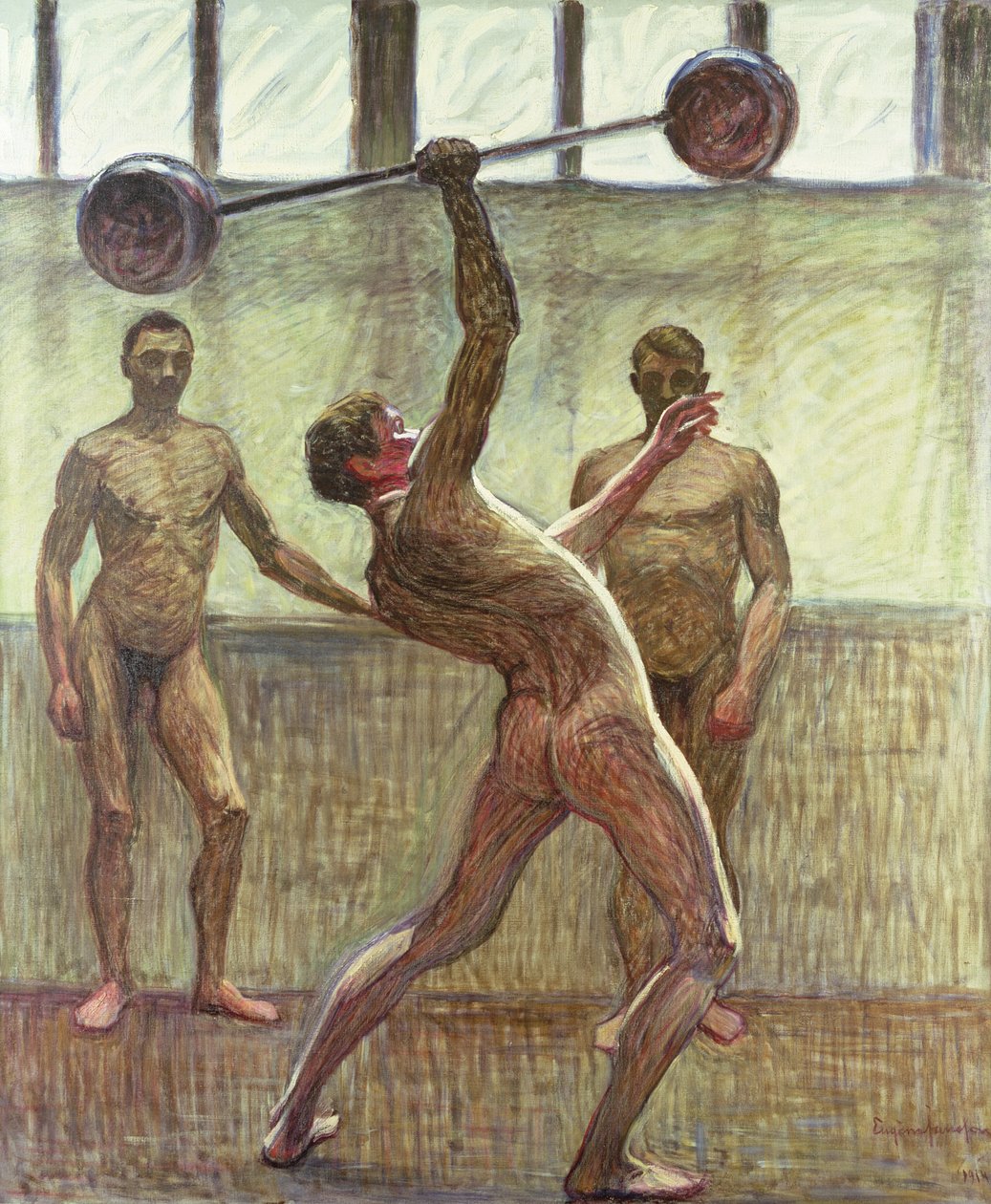 Levantando pesas con un brazo número 2, 1914 de Eugène Jansson