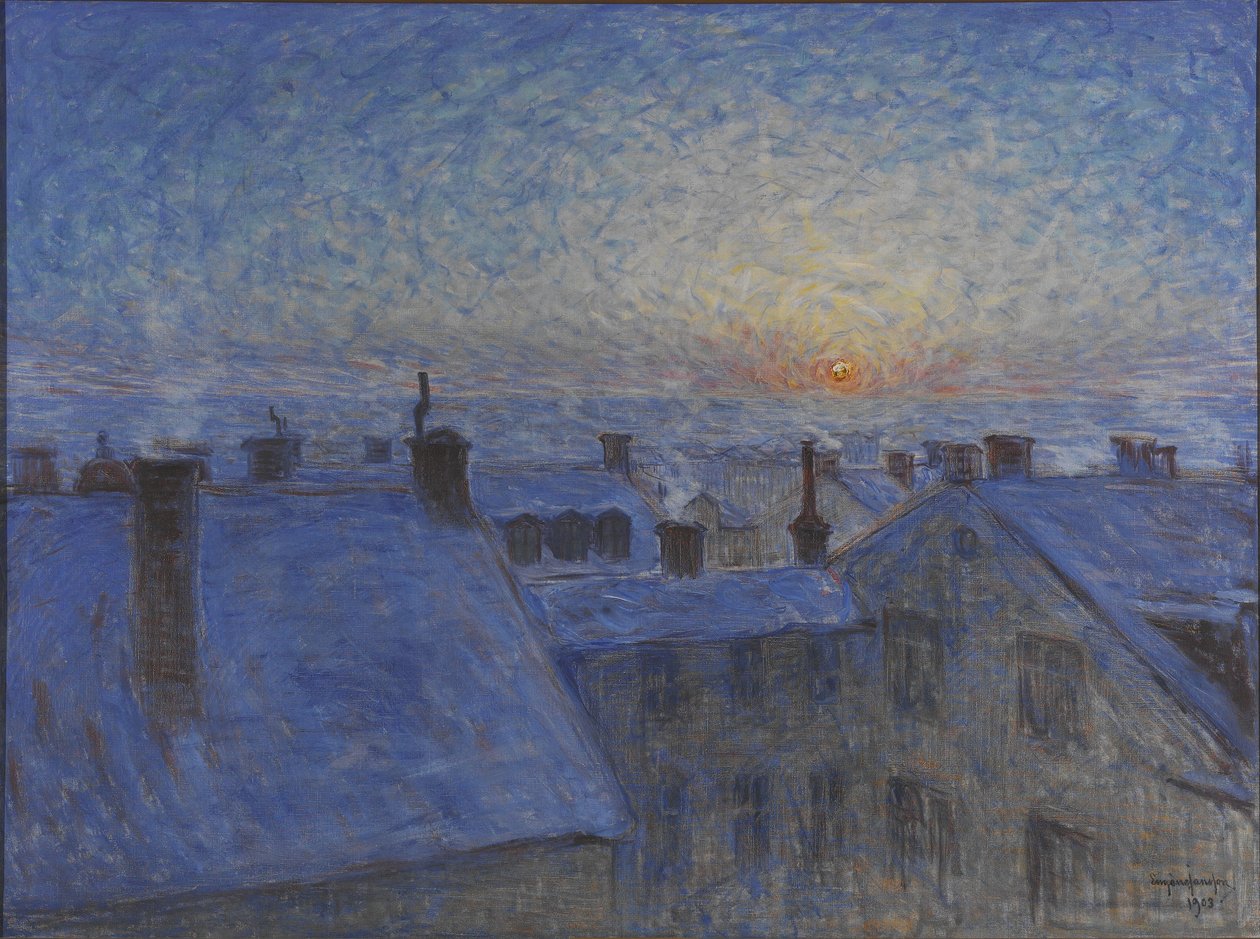 Amanecer sobre los tejados de Estocolmo de Eugène Jansson
