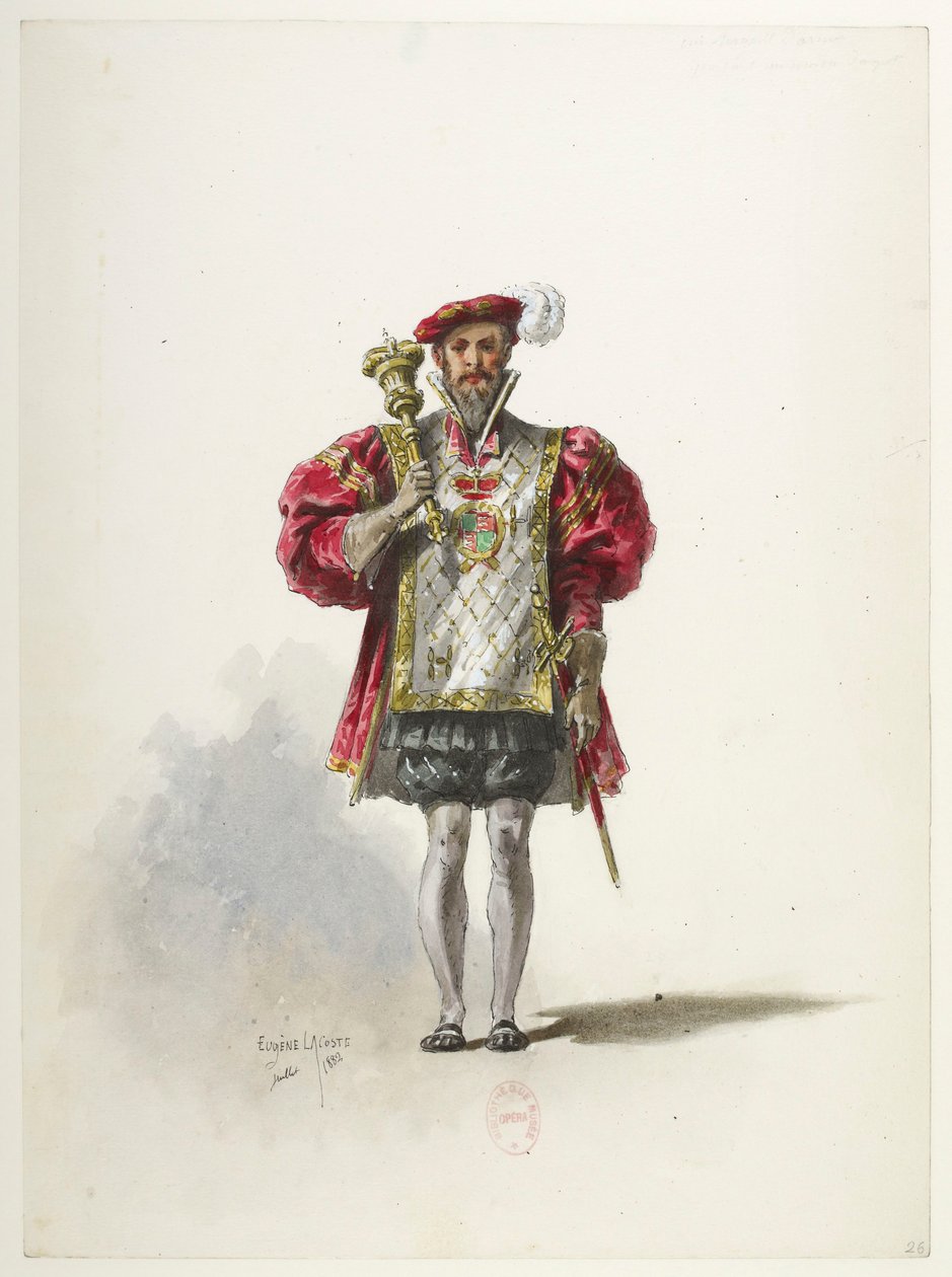 Btv1b84558104 26 - Saint-Saëns - Enrique VIII - Modelos de trajes - Lacoste - 26. Un sargento de armas de Eugene Lacoste