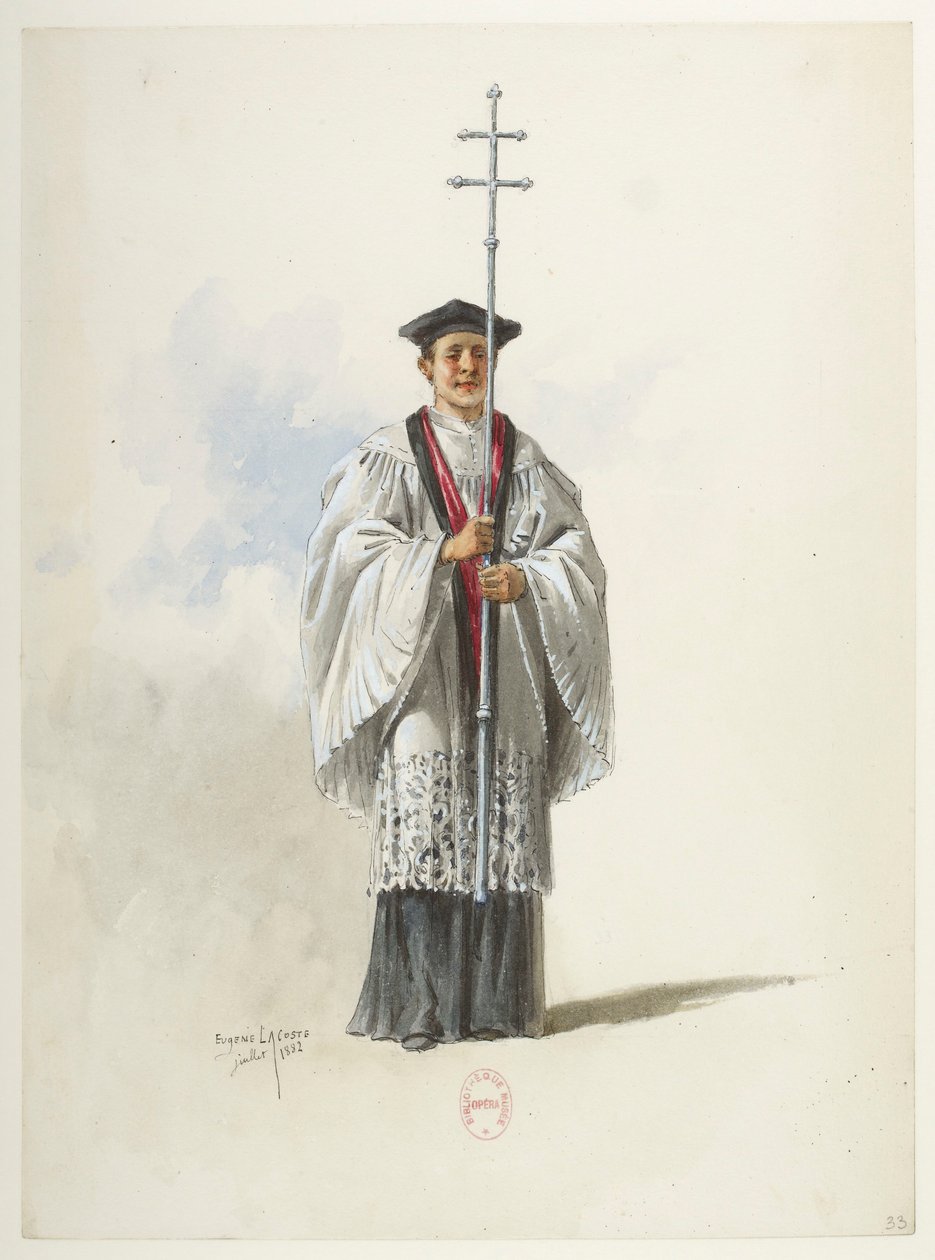 Btv1b84558104 33 - Saint-Saëns - Enrique VIII - Modelos de trajes - Lacoste - 33. Sacerdote de Eugene Lacoste