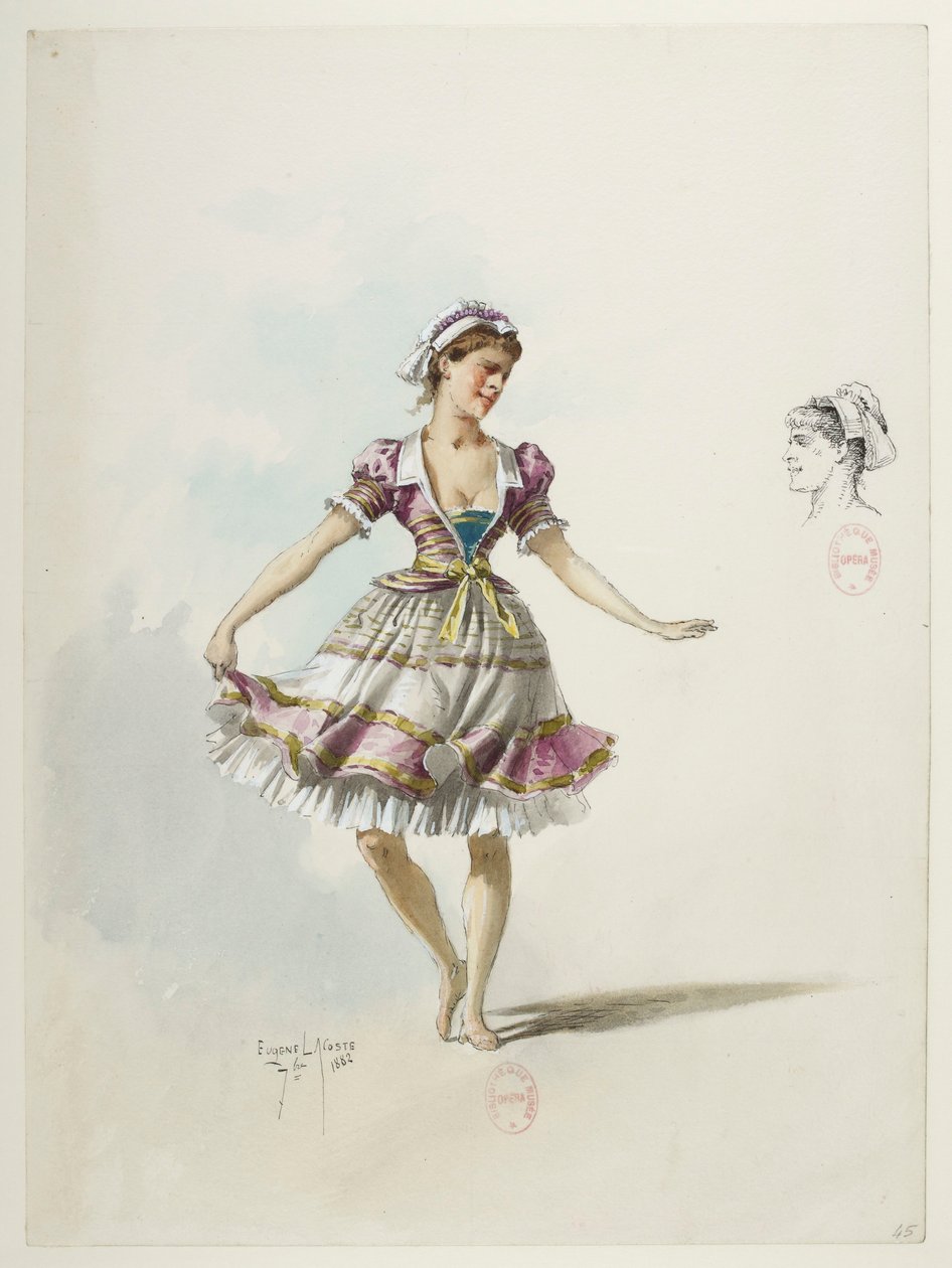 Btv1b84558104 45 - Saint-Saëns - Enrique VIII - Modelos de trajes - Lacoste - 45. Traje y tocado de Eugene Lacoste
