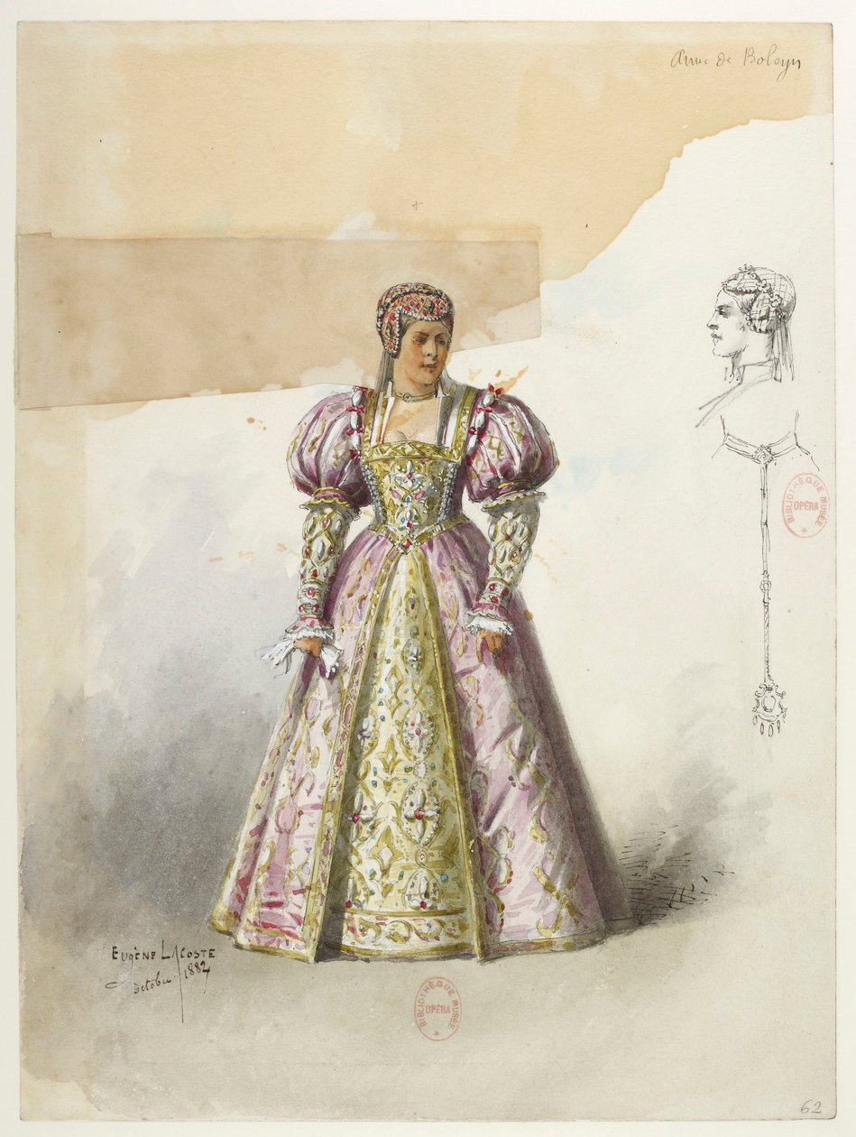 Btv1b84558104 62 - Saint-Saëns - Enrique VIII - Modelos de trajes - Lacoste - 62. Ana de Bolena con collette de Eugene Lacoste