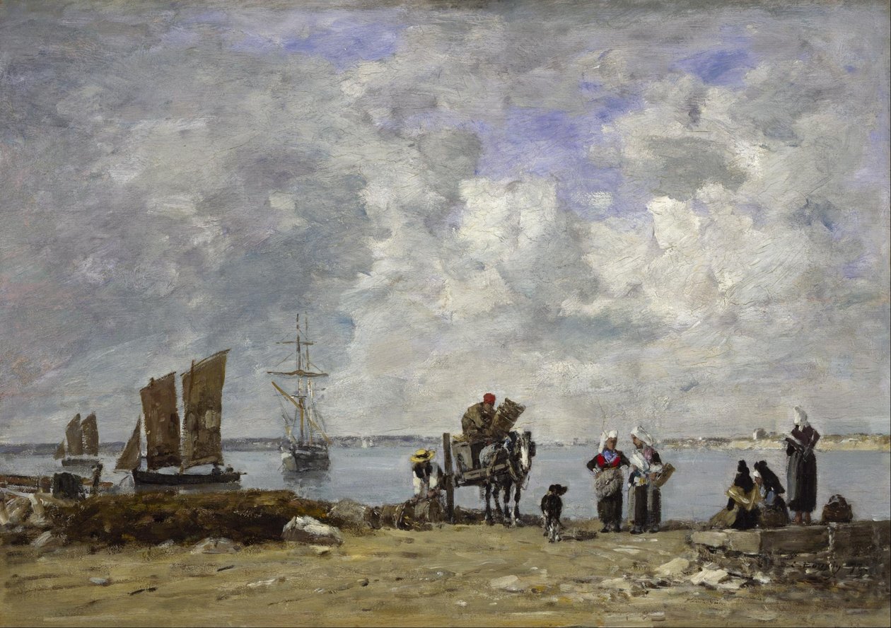 Esposas de pescadores a la orilla del mar de Eugene Louis Boudin