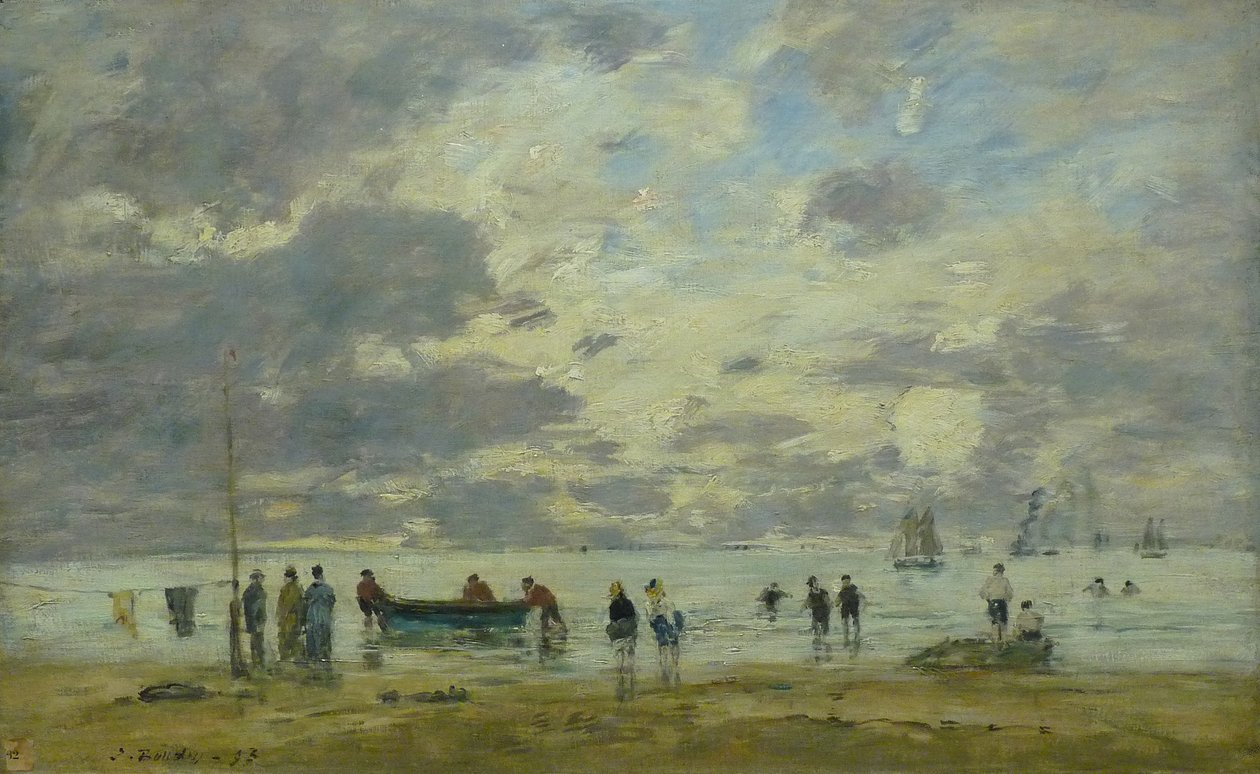 En francés:  Plage de Deauville Playa de Deauville de Eugene Louis Boudin
