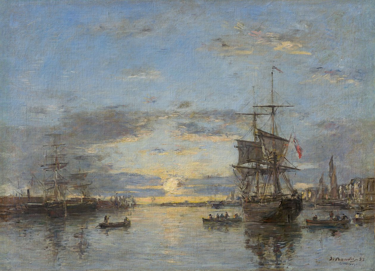 Alemán: Le Havre. El puerto exterior al atardecer Le Havre: El puerto exterior al atardecer de Eugene Louis Boudin