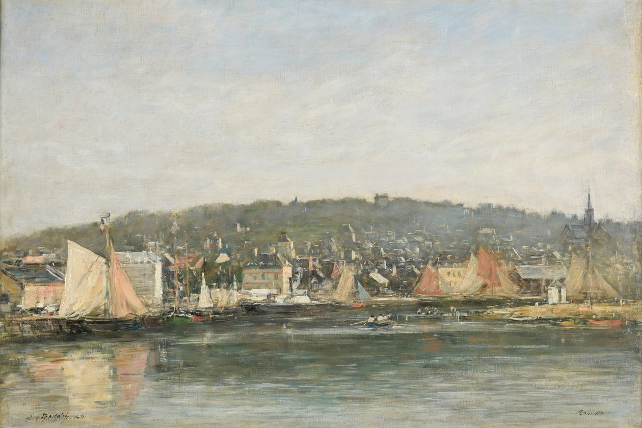 El puerto de Trouville por la mañana de Eugene Louis Boudin