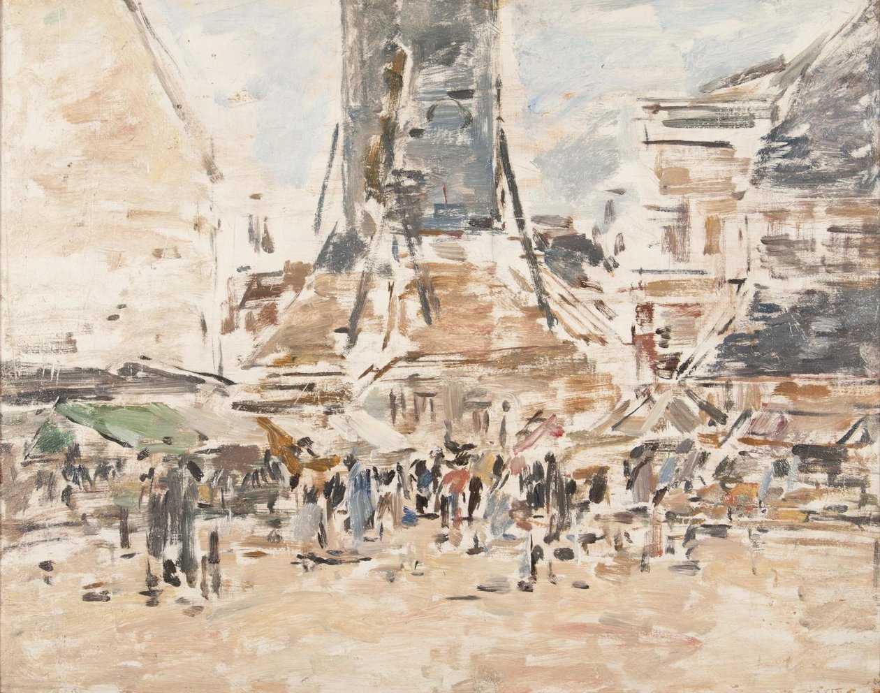 Mercado de Santa Catalina en Honfleur de Eugene Louis Boudin