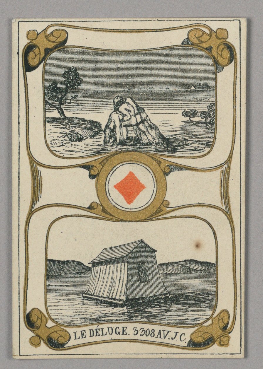 El diluvio, carta de juego del conjunto de "Cartes héroïques" o "Des grands hommes" de Eugène Moreau