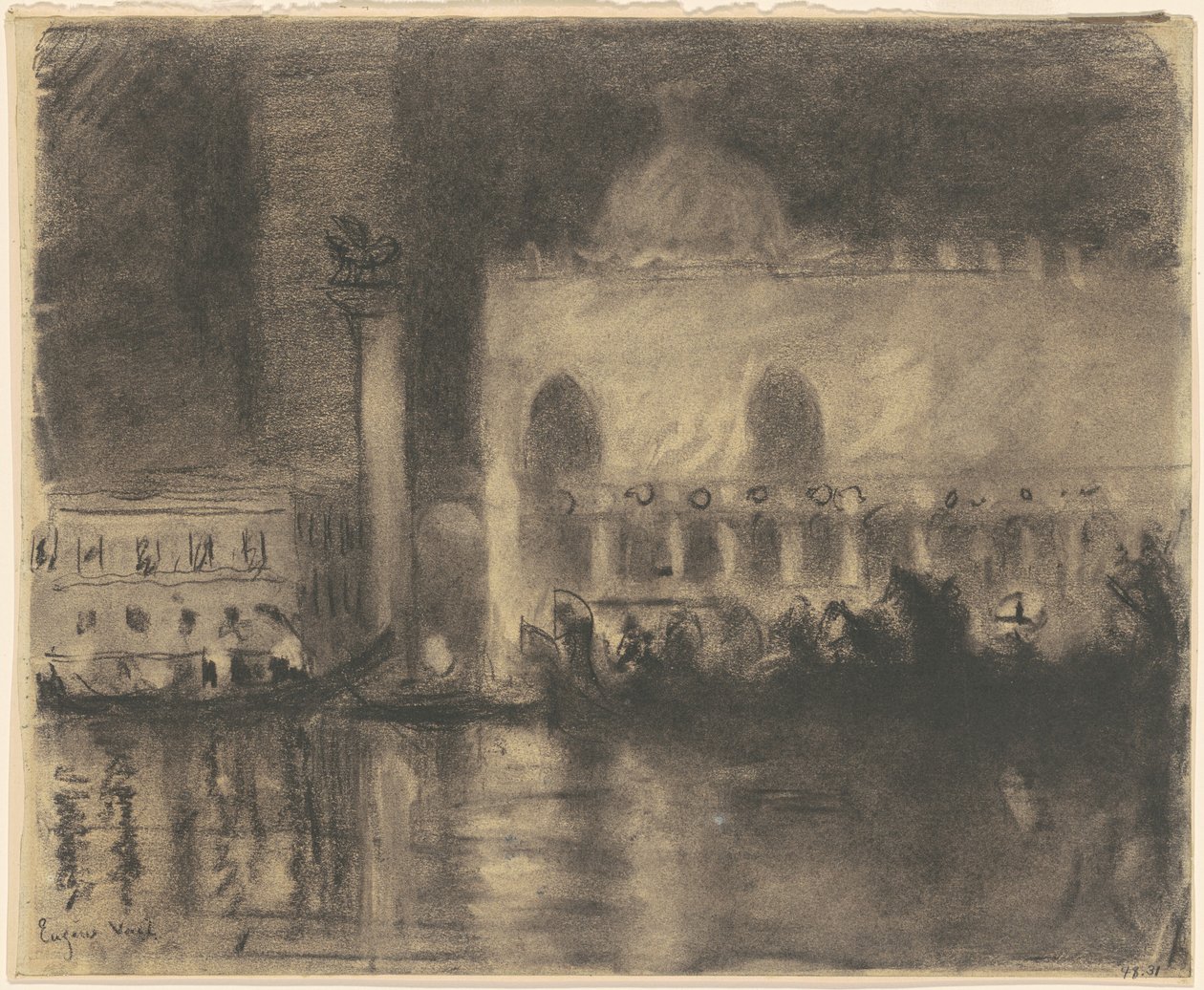 Recuerdo de Venecia: el Palazzo Ducale y la Piazzetta de Eugène Vail