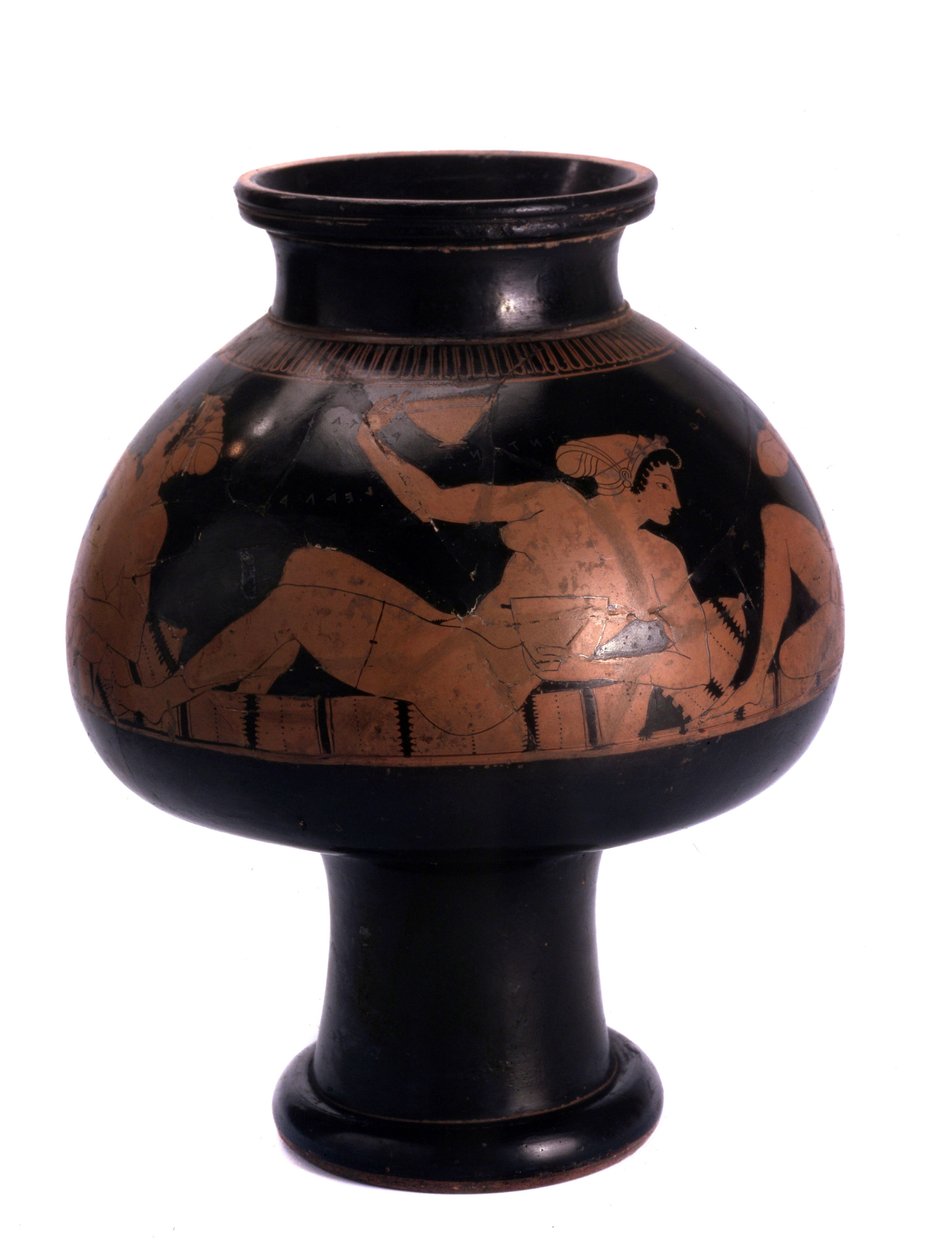 Vaso ático de figuras rojas con escena de simposio, 505-500 a.C. de Euphronios