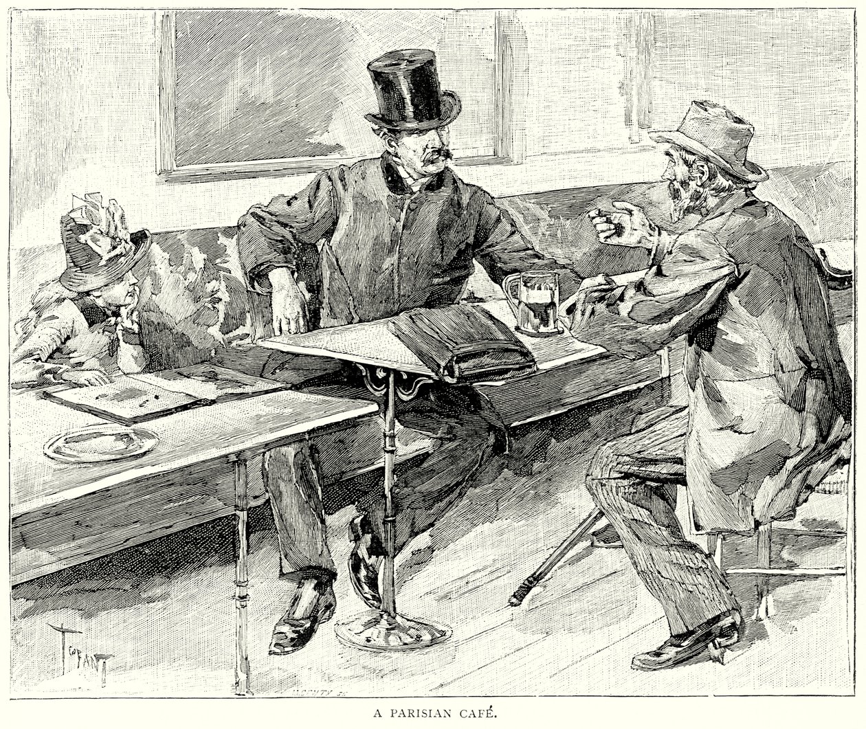 Un café parisino (grabado) de European School