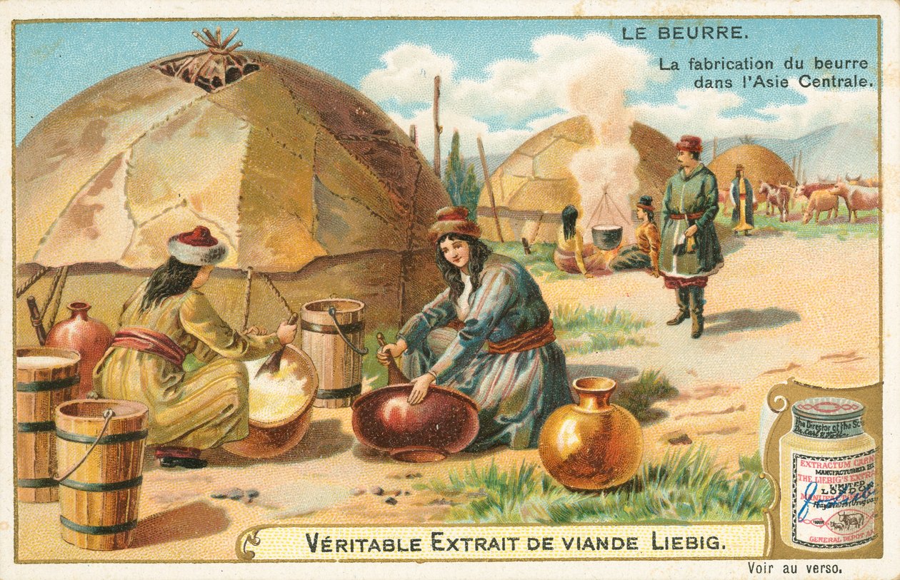 Mantequilla, tarjeta Liebig, principios del siglo XX (cromo) de European School