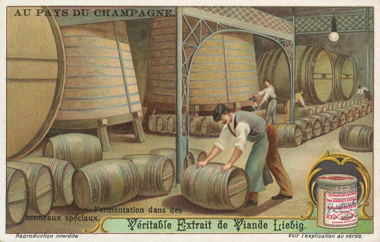 Champaña, tarjeta Liebig, principios del siglo XX (cromo) de European School