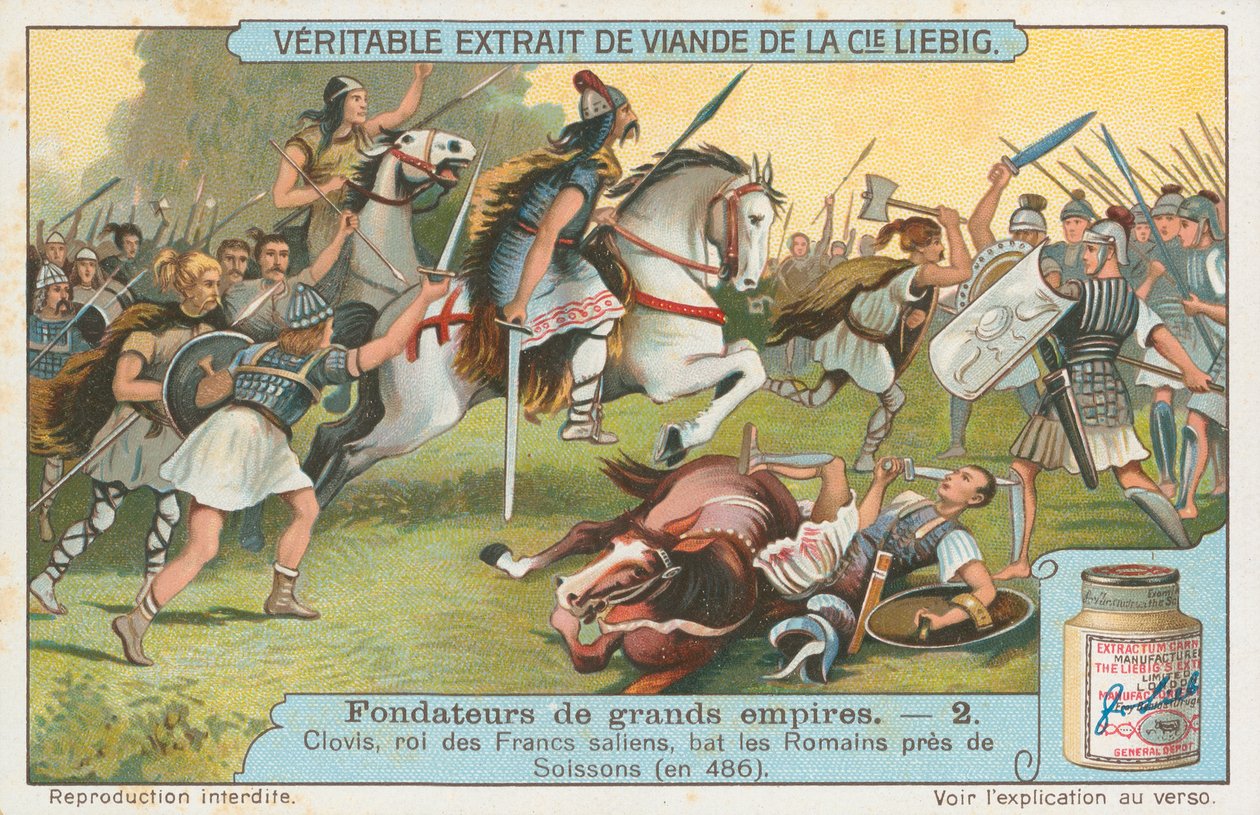 Clovis, tarjeta Liebig, principios del siglo XX (cromo) de European School