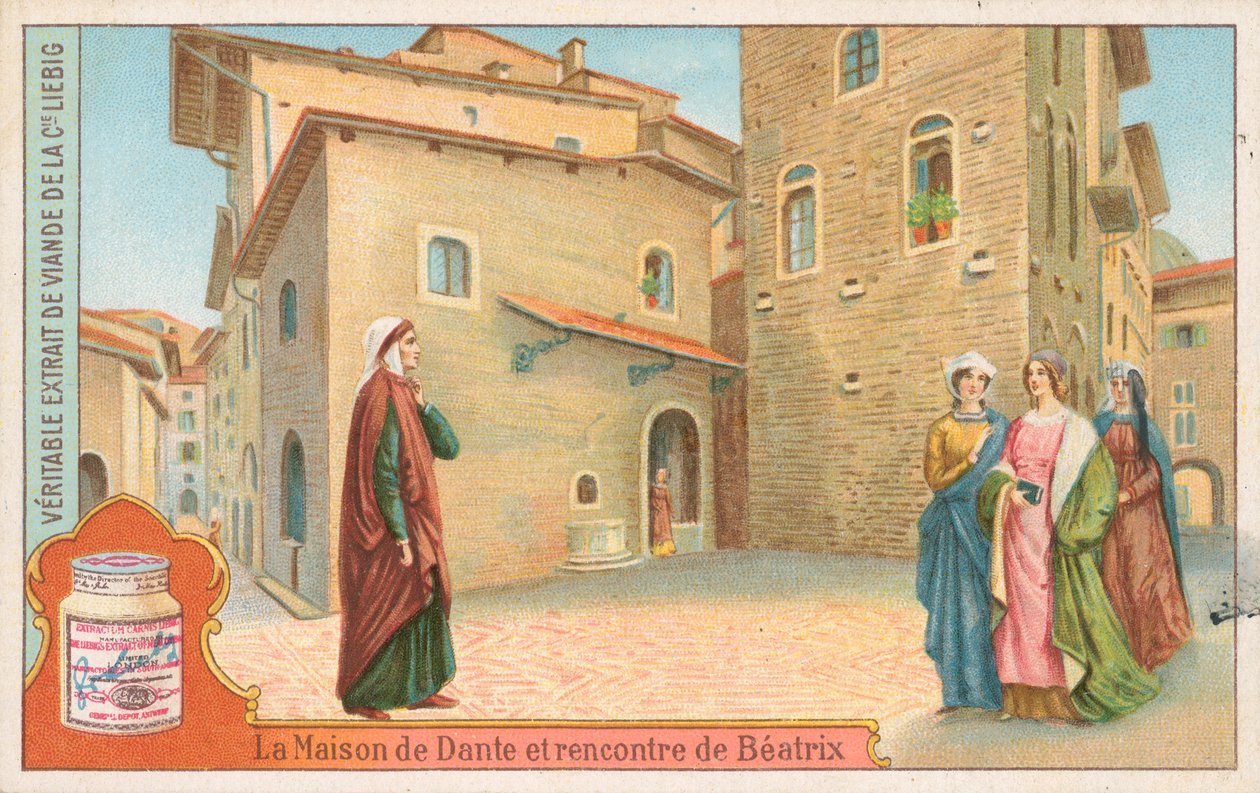 Dante, tarjeta Liebig, principios del siglo XX (cromo) de European School