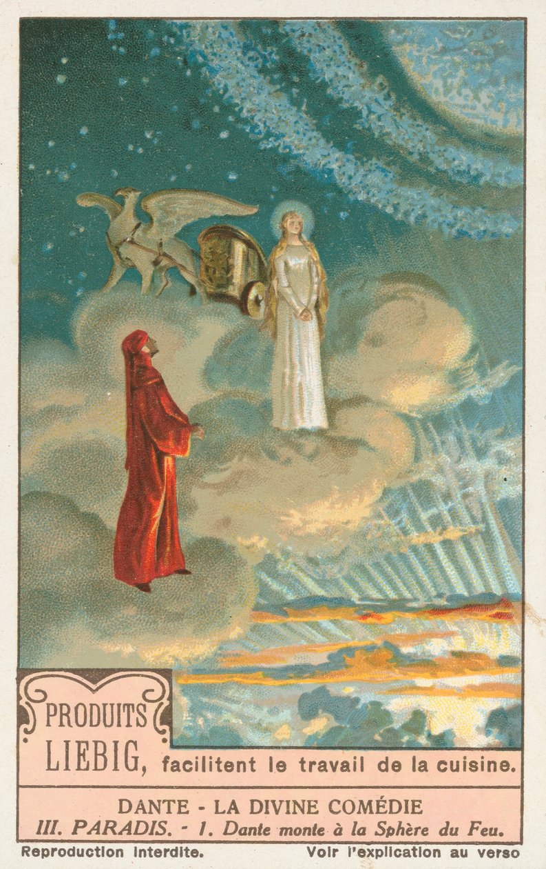 Dante, La Divina Comedia, tarjeta Liebig, principios del siglo XX (cromo) de European School