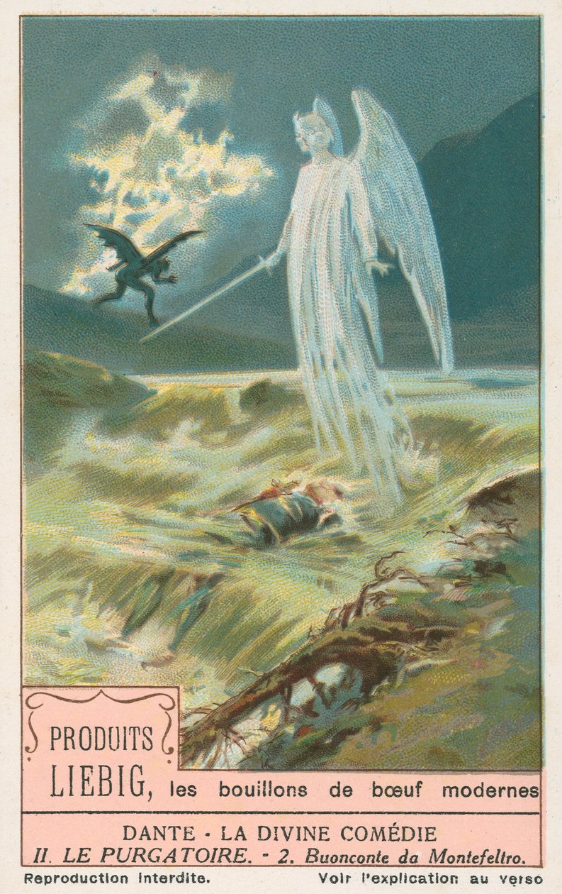 Dante, La Divina Comedia, tarjeta Liebig, principios del siglo XX (cromo) de European School