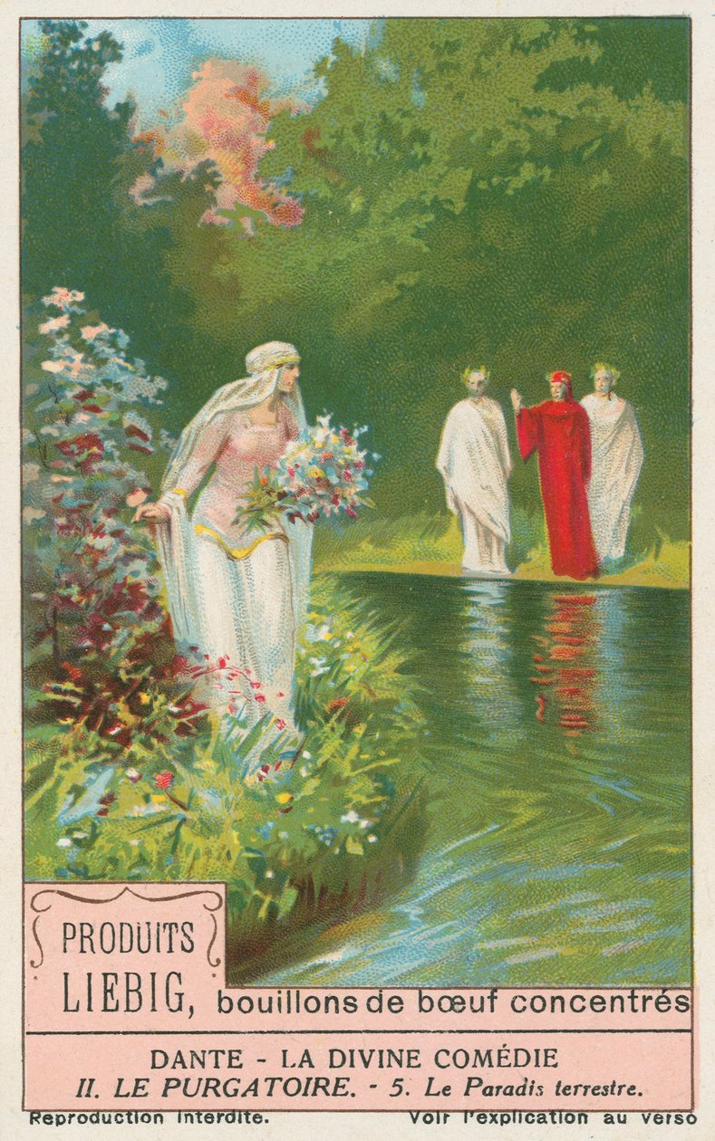 Dante, La Divina Comedia, tarjeta Liebig, principios del siglo XX (cromo) de European School