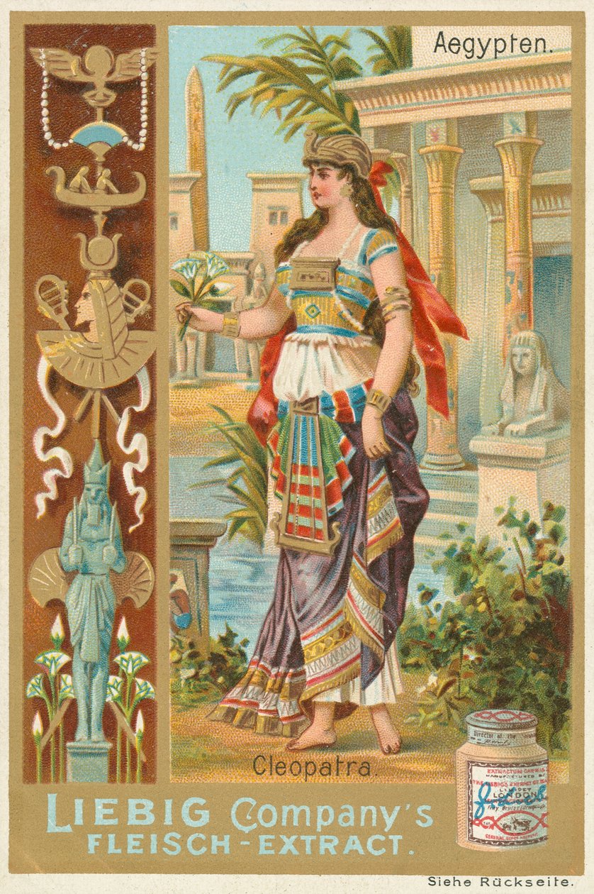 Egipto, Cleopatra, tarjeta Liebig, principios del siglo XX (cromo) de European School
