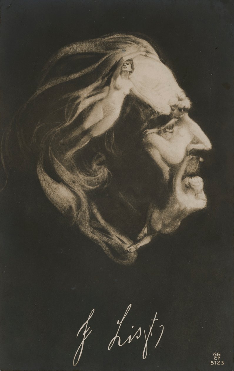 Franz Liszt, compositor, director de orquesta y pianista húngaro (litografía) de European School
