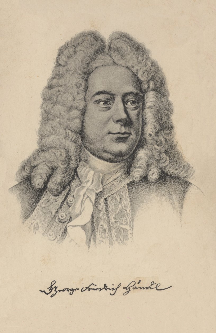 George Frideric Handel, compositor barroco británico de origen alemán (litografía) de European School