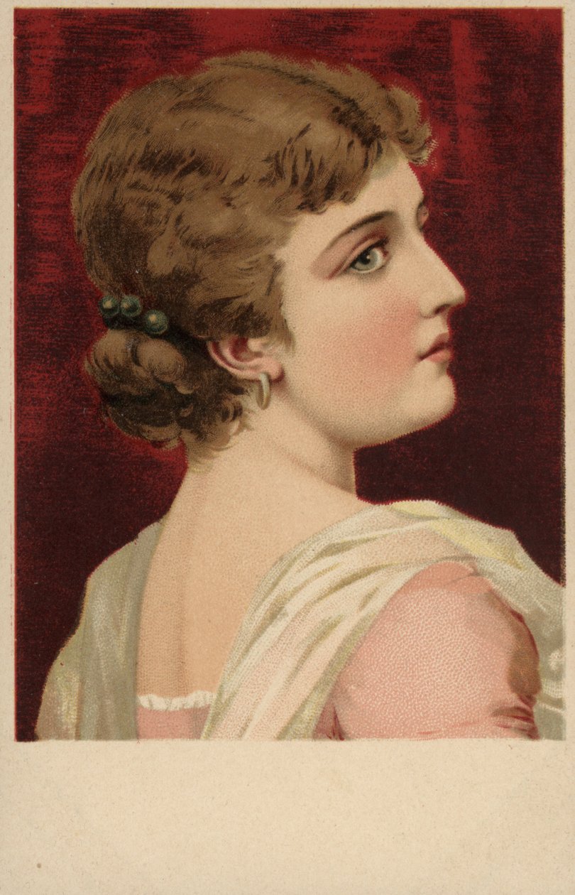 Niña con vestido rosa (litografía en color) de European School