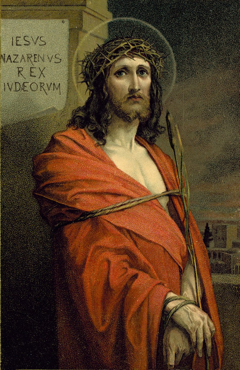 Jesús de Nazaret, Rey de los Judíos (litografía en color) de European School