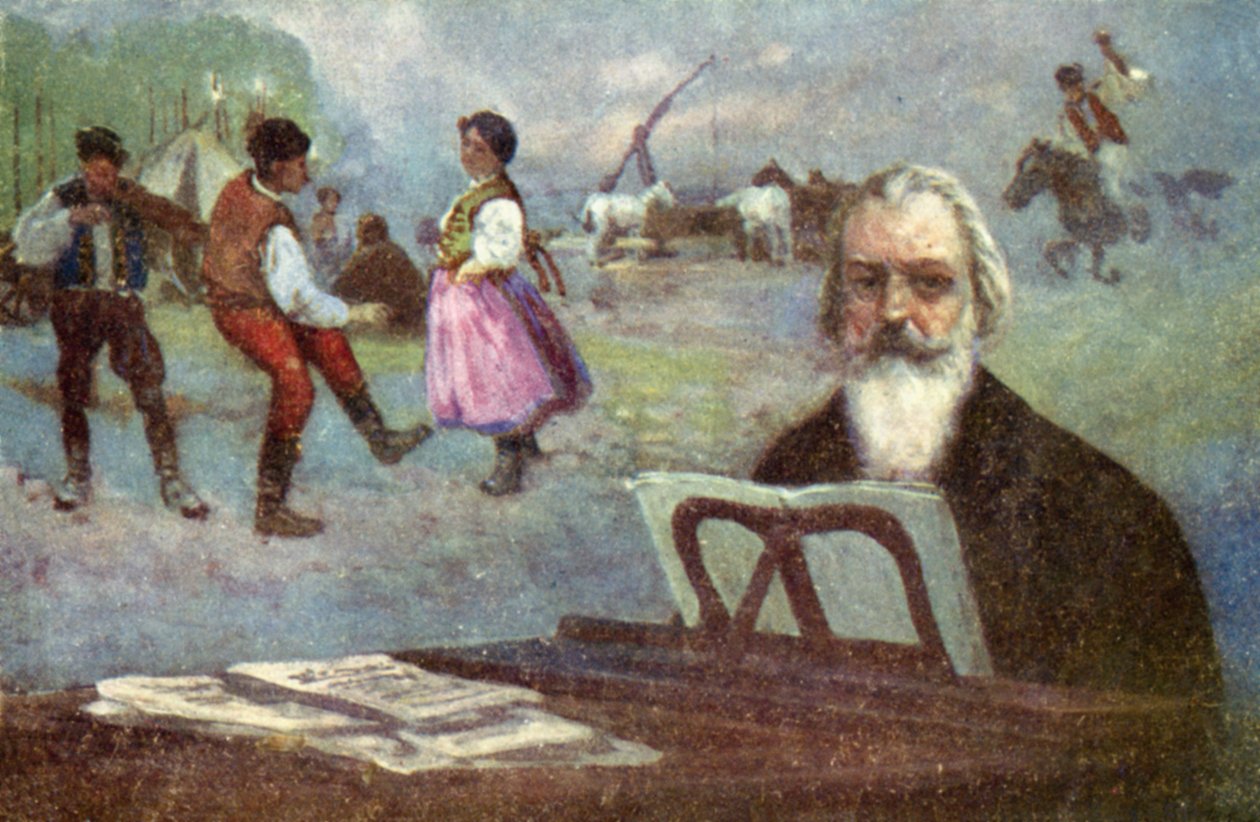 Johannes Brahms: Danzas húngaras (litografía en color) de European School